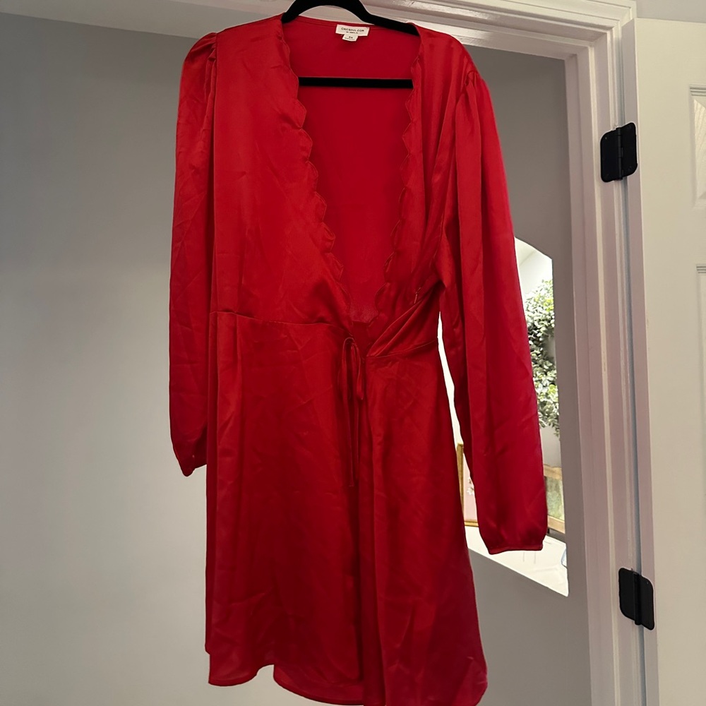 Chic Soul Red Long Sleeve Dress
